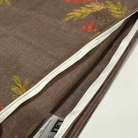 Brown and Red Leaf Embroidered Accent Pillow Cover - Picture 5 of 6